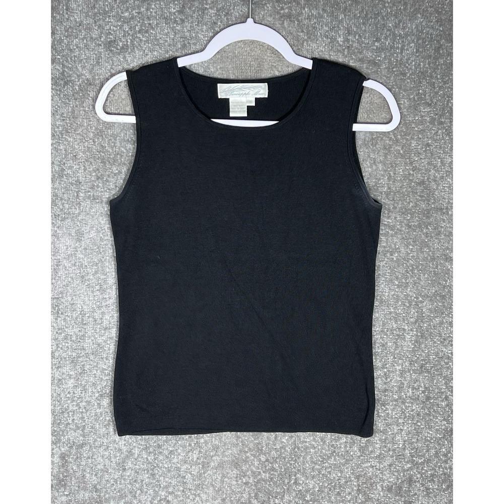Vintage‎ Pineapple Moon SILK Tank Top Womens Size Medium Black Pullover Knit